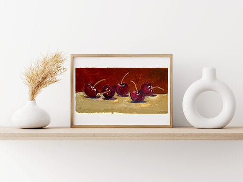 Cherries Original Oil Painting 7x7 | 100 Paintings in 100 Days | Still Life Art | Small Original Artwork (Copy)