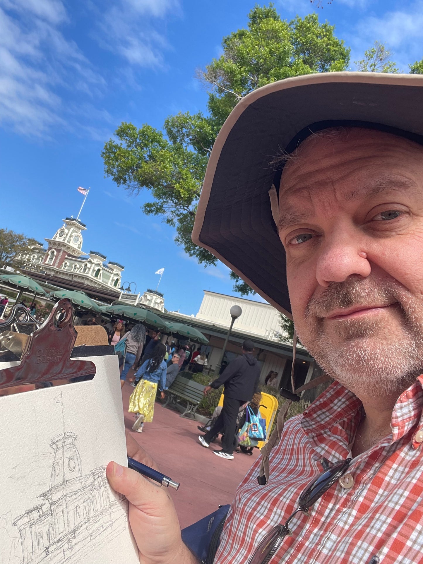Magic Kingdom Train Station Plein Air Watercolor Digital Print, Edition of 100