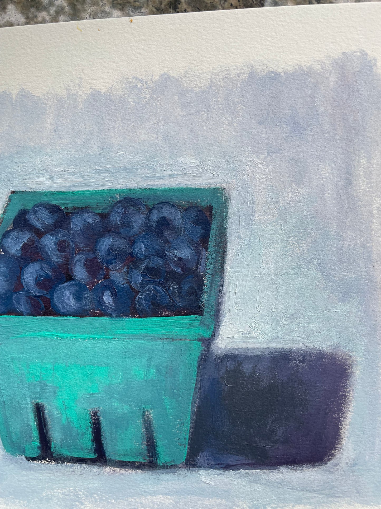 Blueberries, Acrylic on Watercolor Paper, #2 of 100 paintings in 100 days