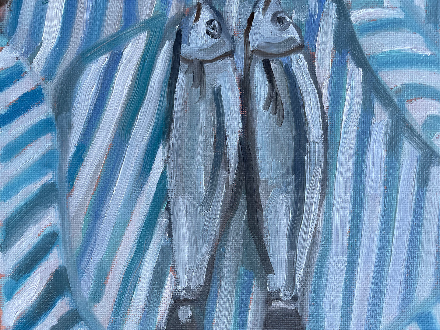 Two Fish, Oil on canvas panel, #52 of 100 Paintings in 100 Days