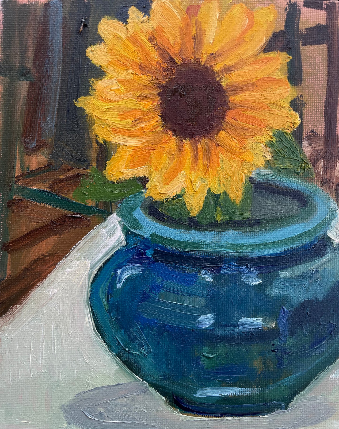 Sunflower, Oil on canvas panel, #41 of 100 Paintings in 100 Days