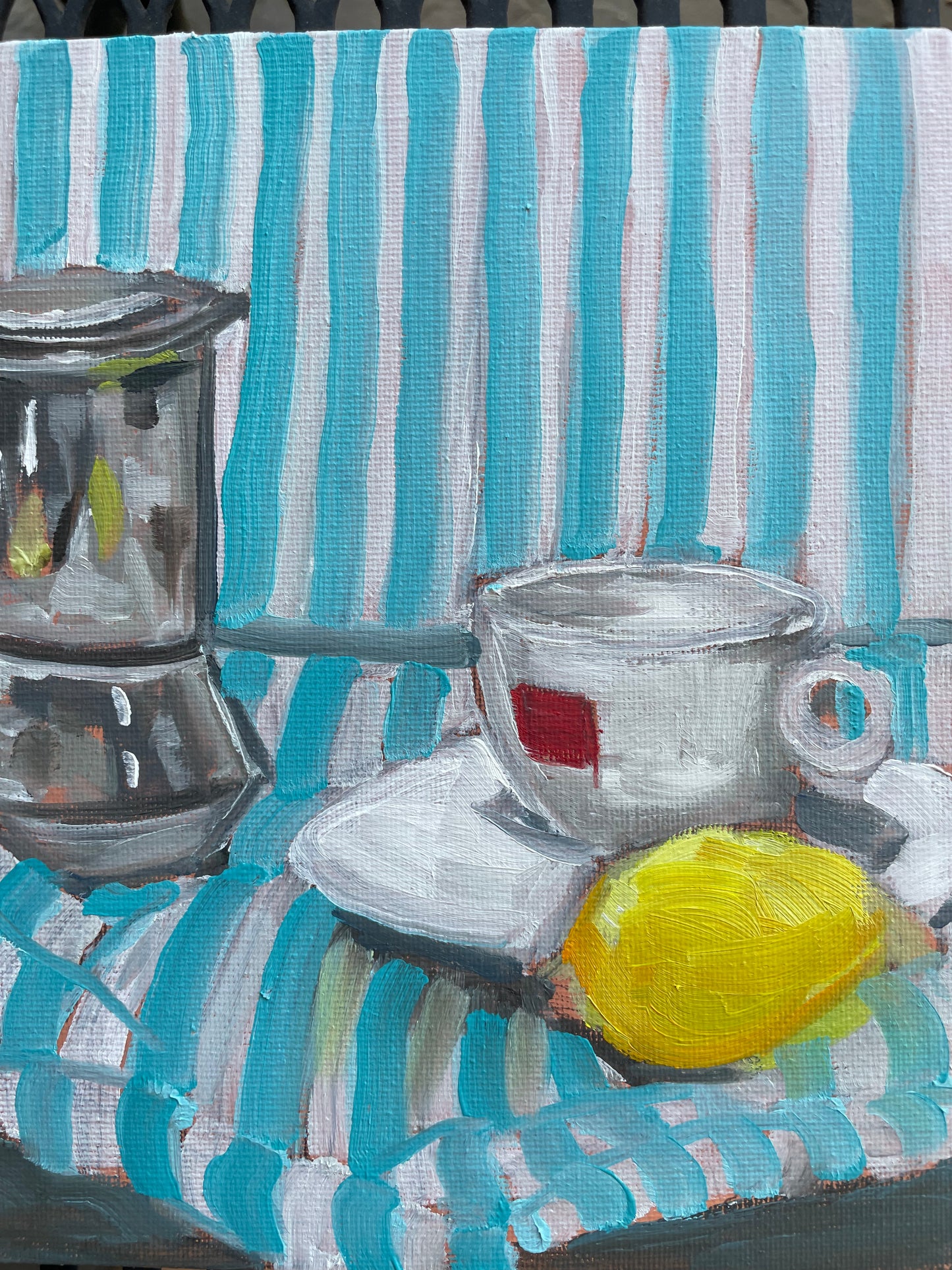Coffee with Lemon, Oil on canvas panel, #48 of 100 Paintings in 100 Days