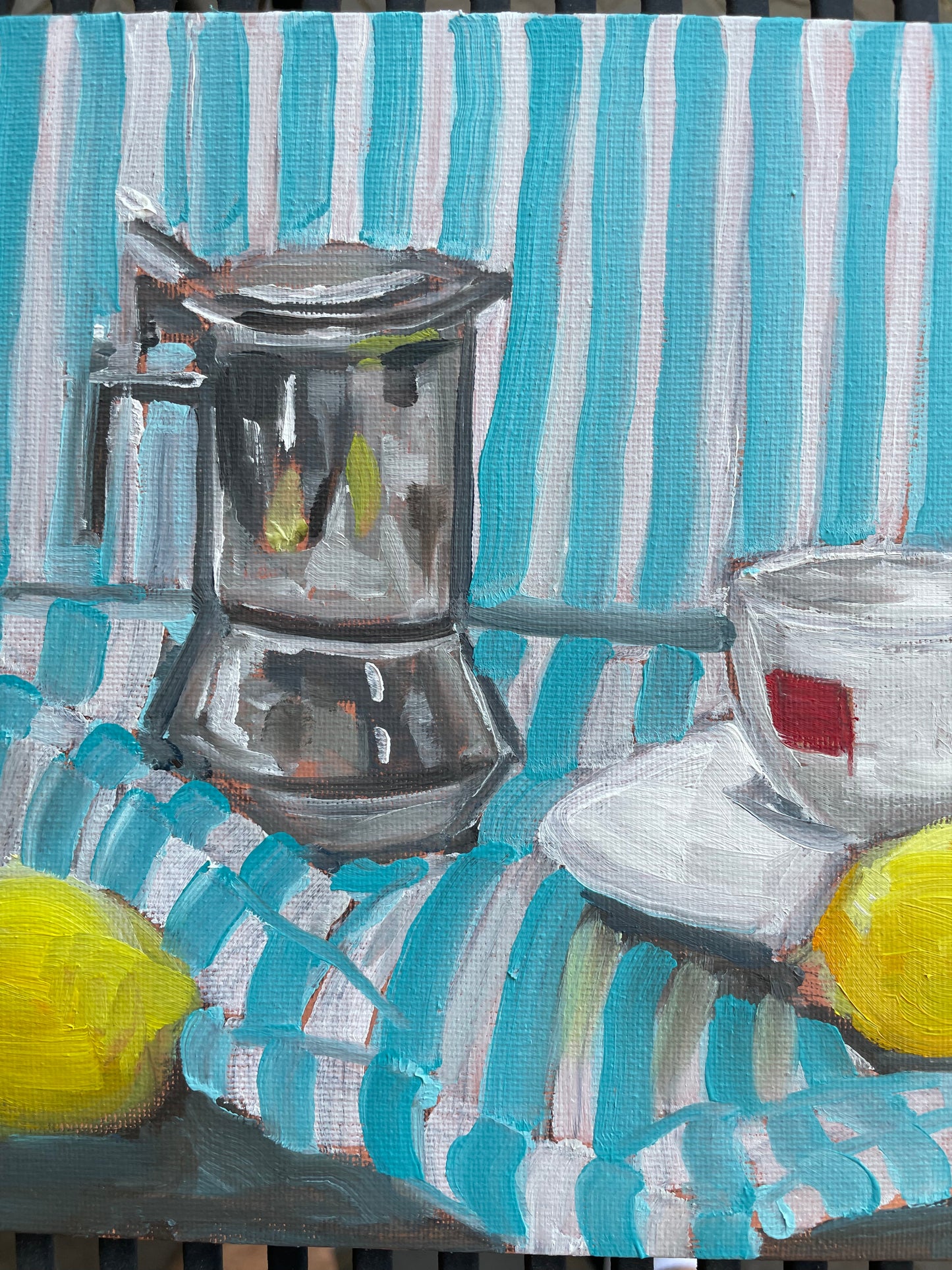 Coffee with Lemon, Oil on canvas panel, #48 of 100 Paintings in 100 Days