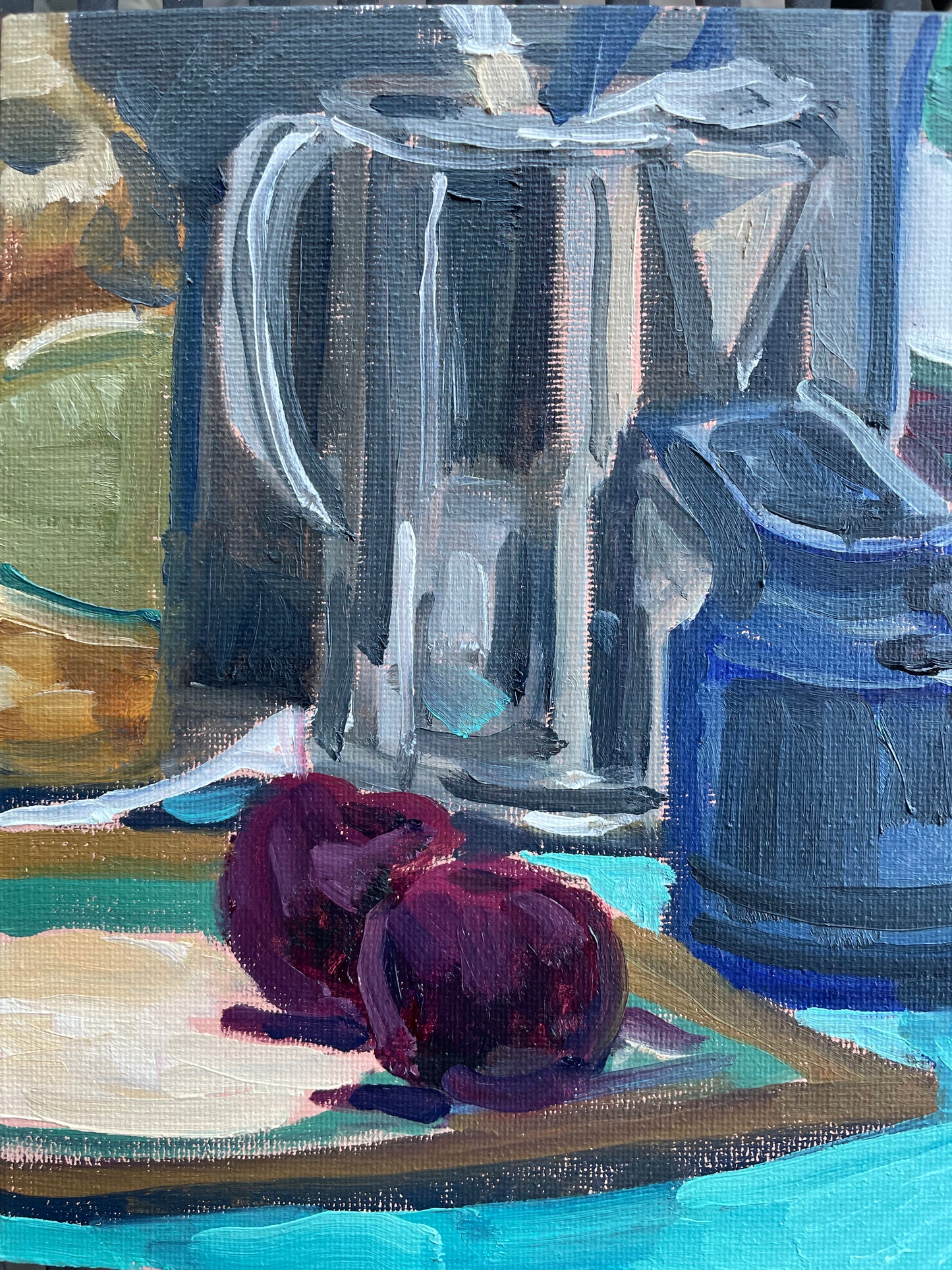 Two Plums, Oil on canvas panel, #46 of 100 Paintings in 100 Days