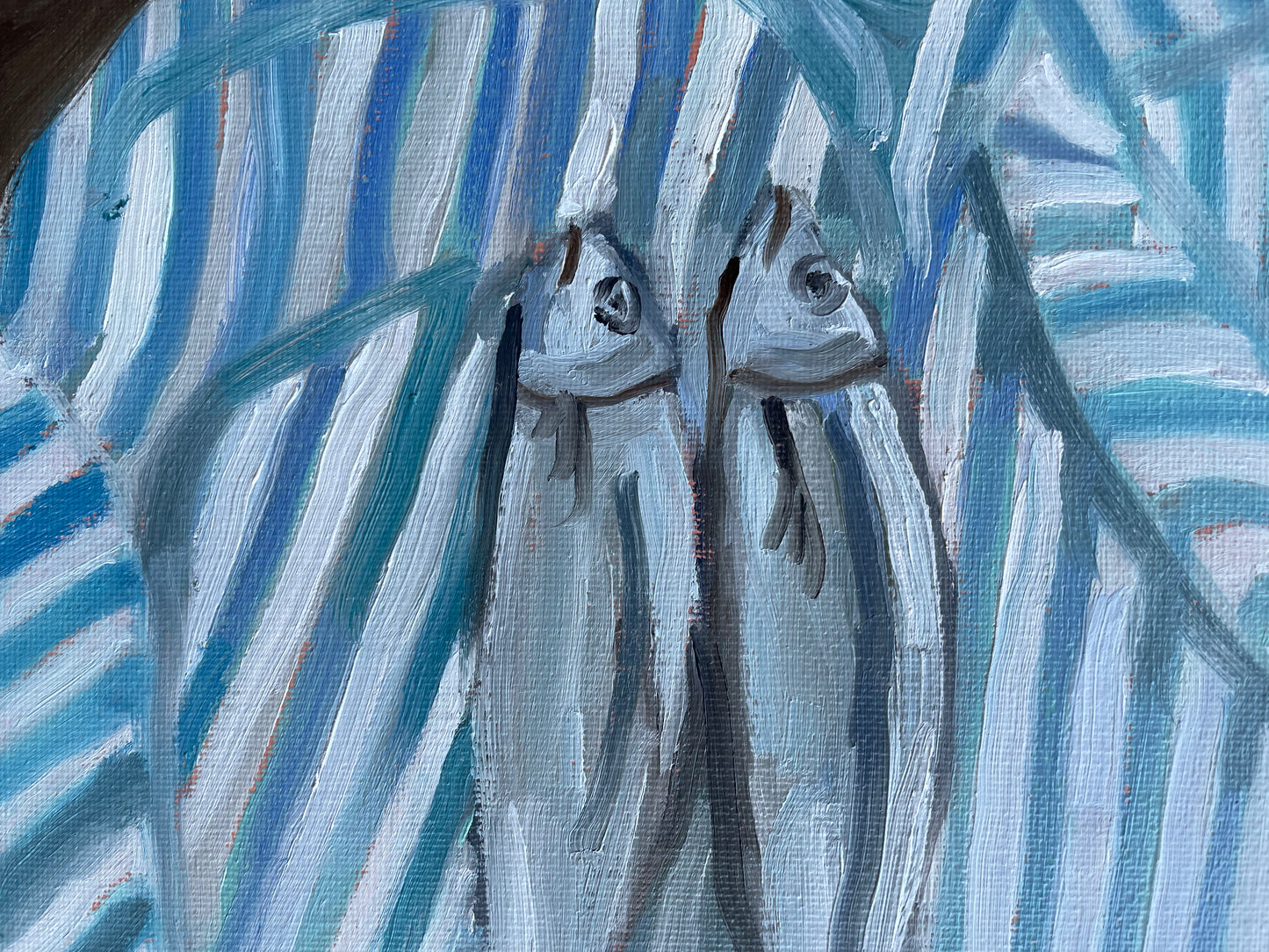 Two Fish, Oil on canvas panel, #52 of 100 Paintings in 100 Days