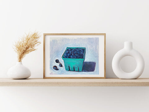 Blueberries, Acrylic on Watercolor Paper, #2 of 100 paintings in 100 days