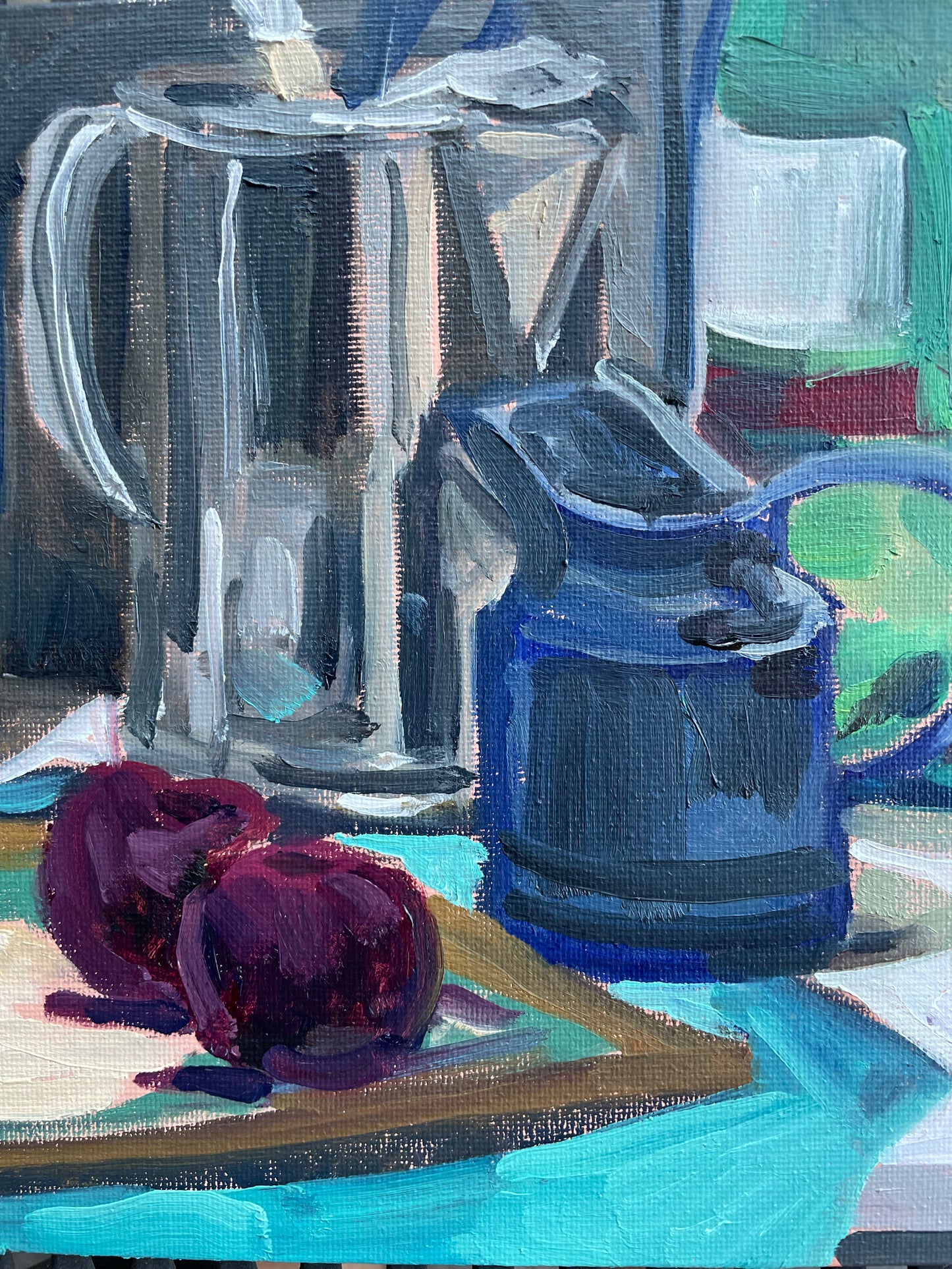 Two Plums, Oil on canvas panel, #46 of 100 Paintings in 100 Days