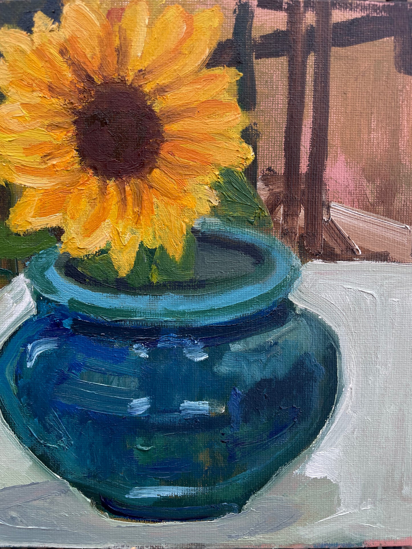 Sunflower, Oil on canvas panel, #41 of 100 Paintings in 100 Days