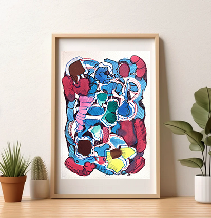 Original Abstract Watercolor | 5x7 Non-Objective Ink & Wash Artwork | Bold Modern Wall Art