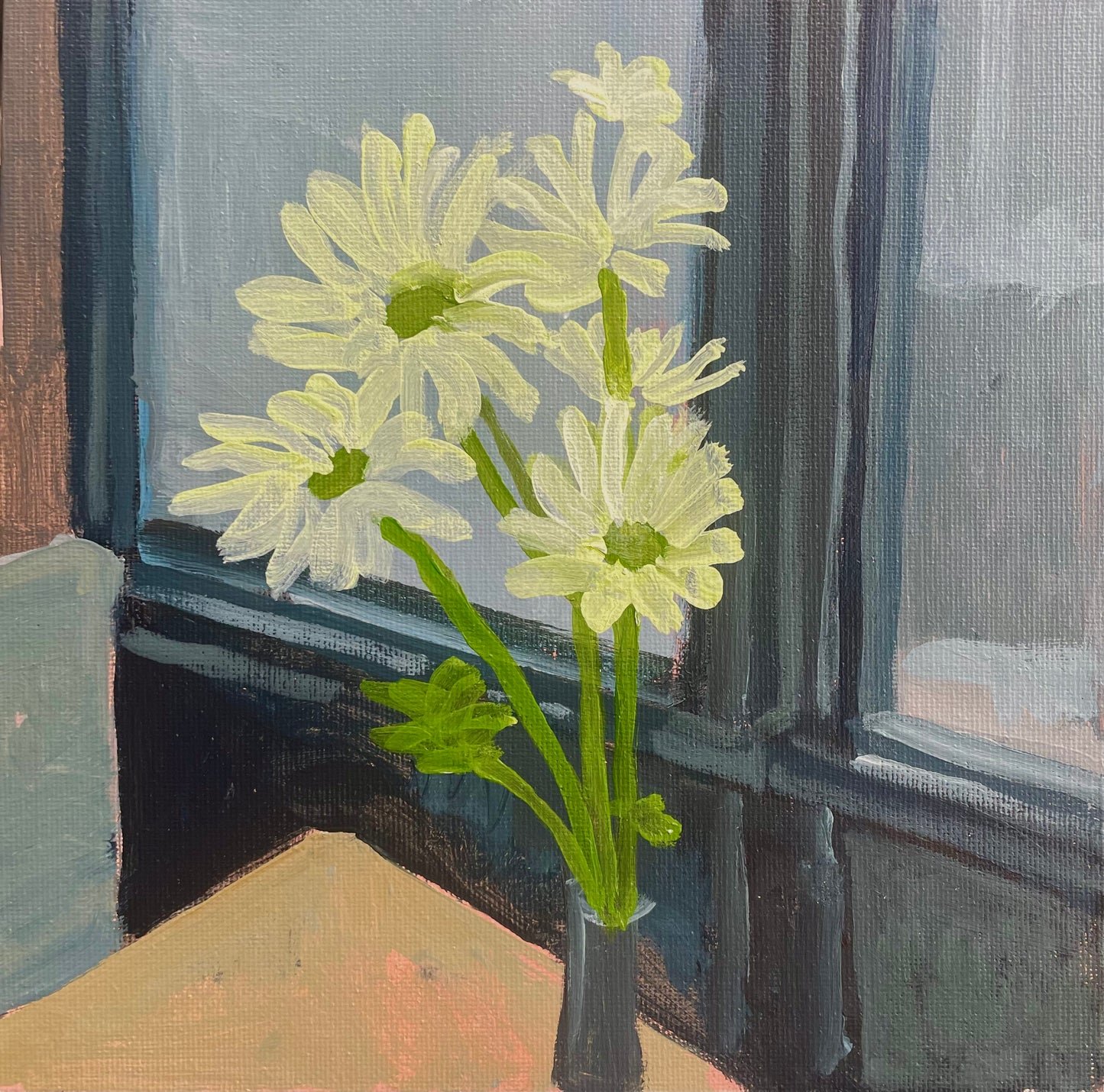 Daisies, Oil on canvas panel, #41 of 100 Paintings in 100 Days