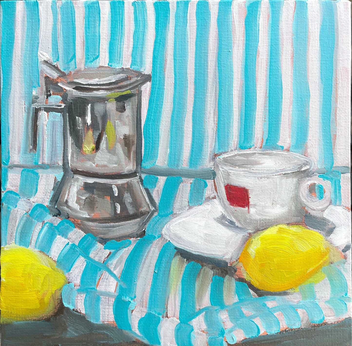 Coffee with Lemon, Oil on canvas panel, #48 of 100 Paintings in 100 Days