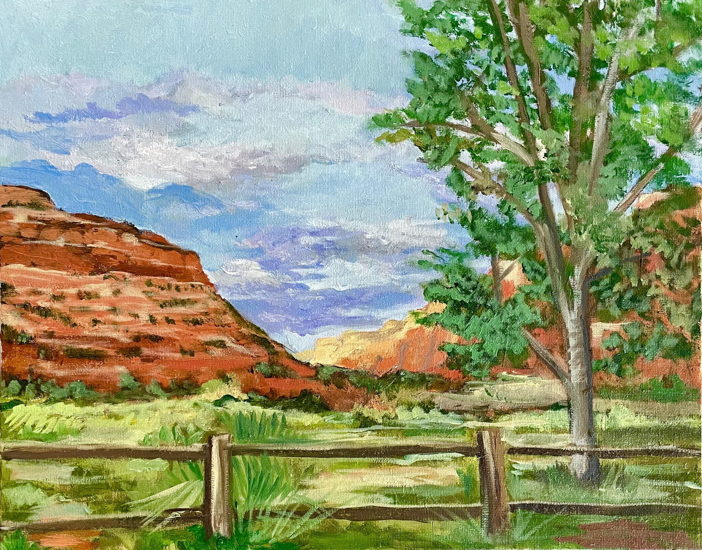 Old Zion Farmstead, Painting #7 of the Cathedrals of Light Series painted in Zion National Park