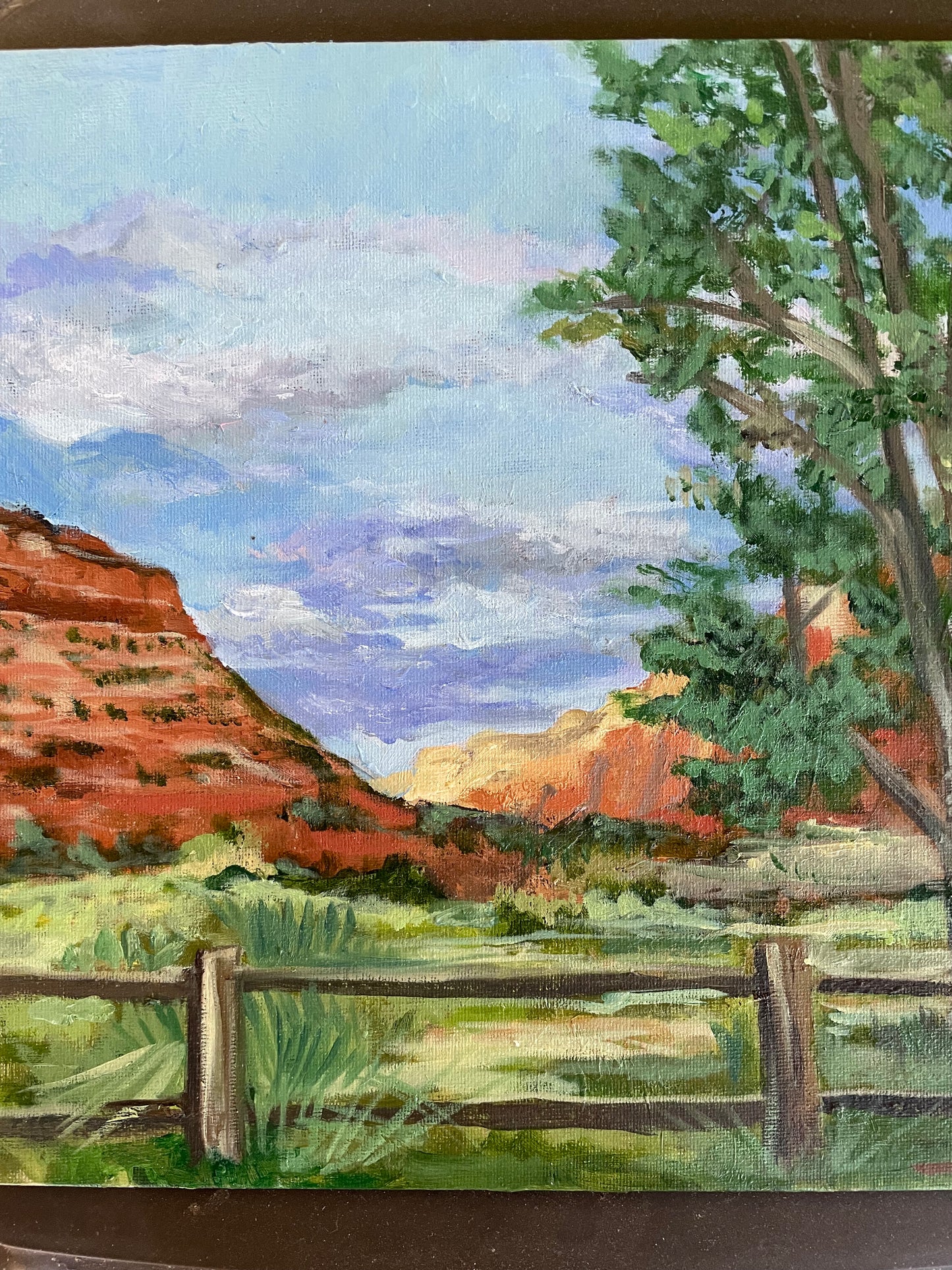 Old Zion Farmstead, Painting #7 of the Cathedrals of Light Series painted in Zion National Park