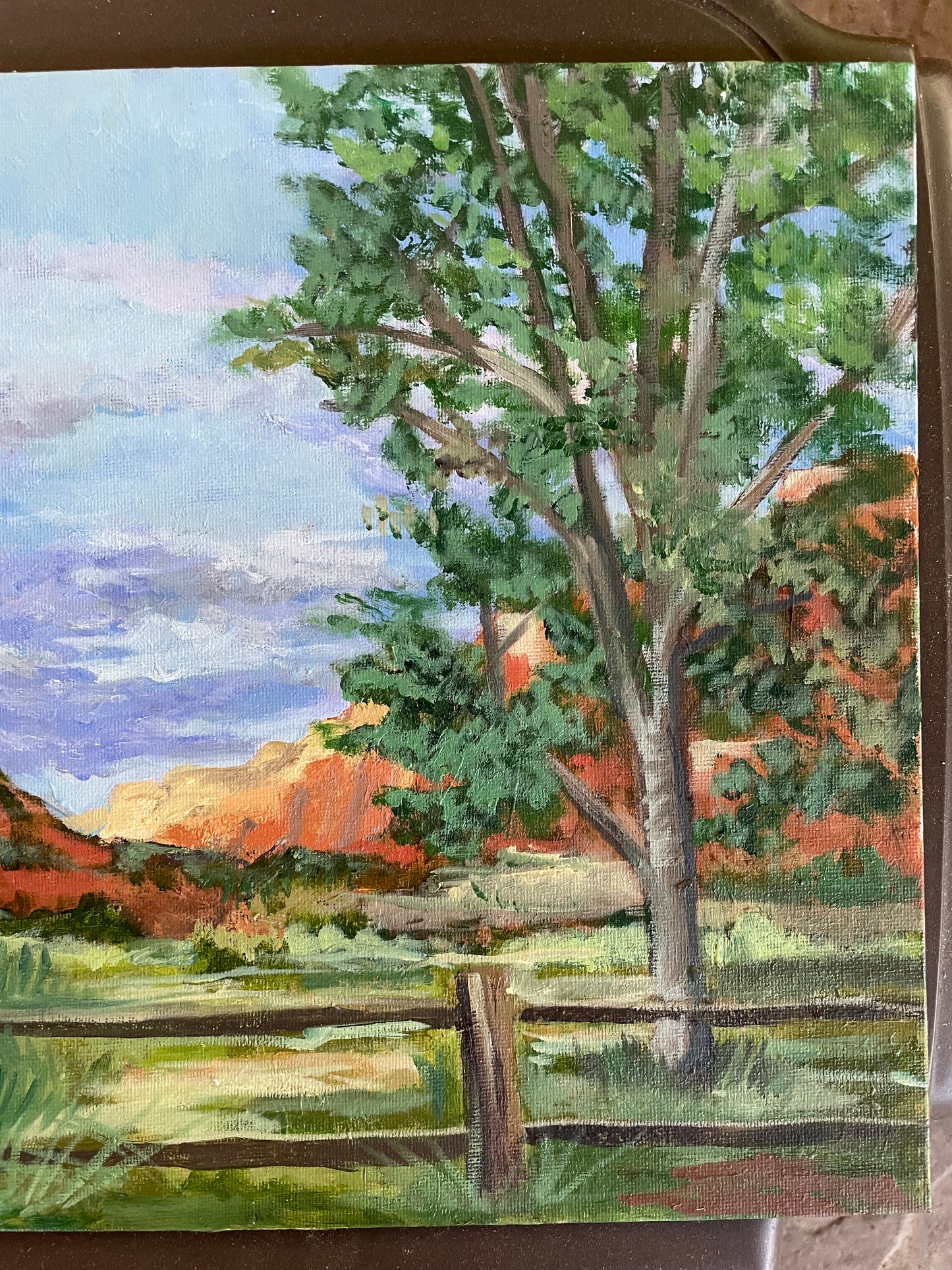Old Zion Farmstead, Painting #7 of the Cathedrals of Light Series painted in Zion National Park