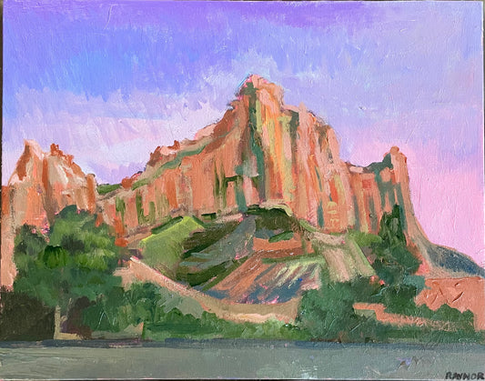 Watchman Sunset, Painting #4 of the Cathedrals of Light Series painted in Zion National Park