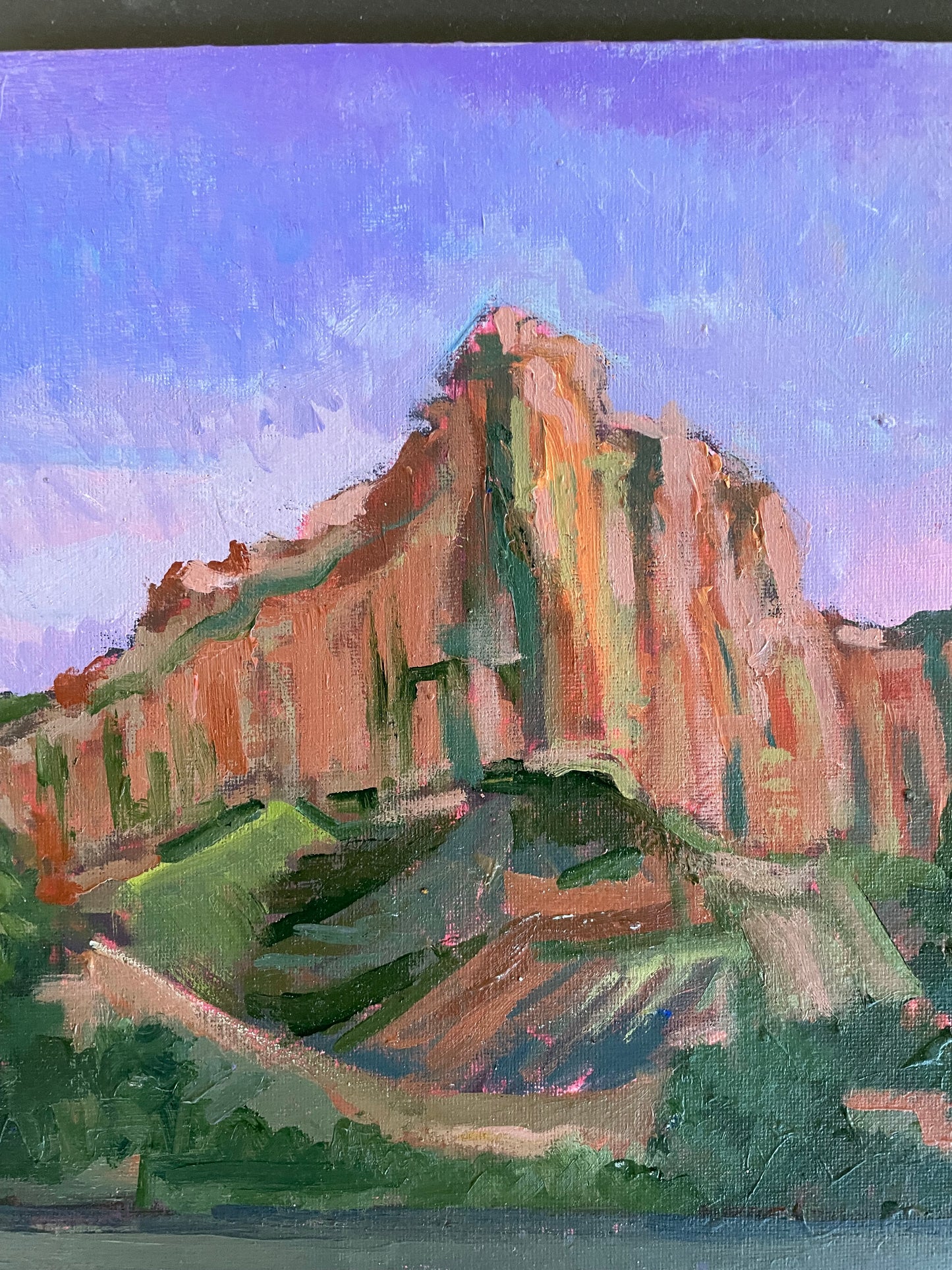 Watchman Sunset, Painting #4 of the Cathedrals of Light Series painted in Zion National Park