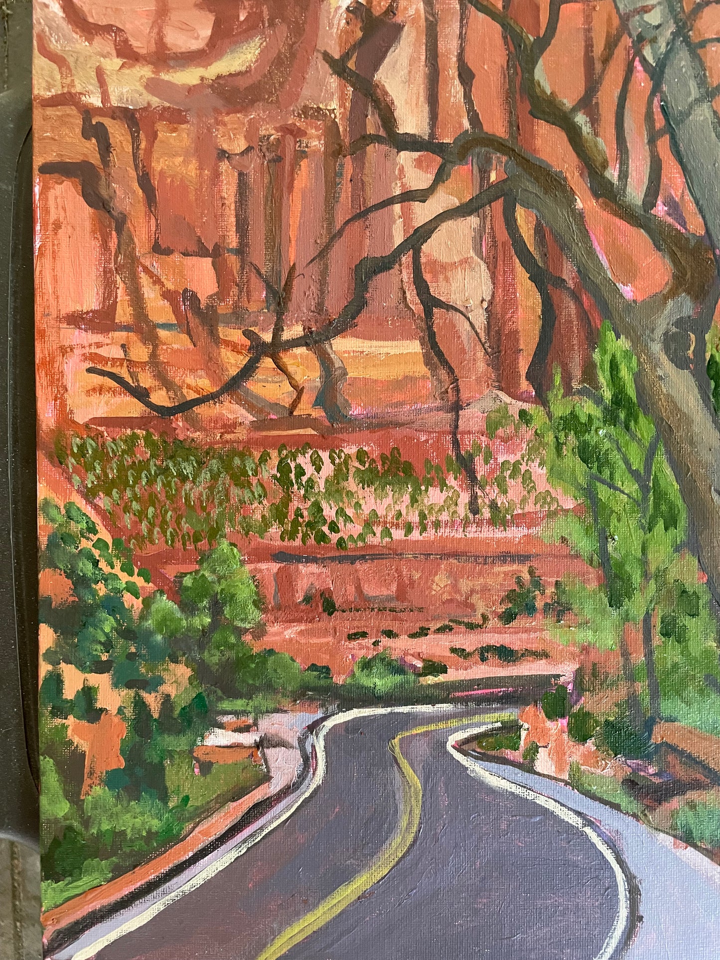Winding Down, Painting #3 of the Cathedrals of Light Series painted in Zion National Park