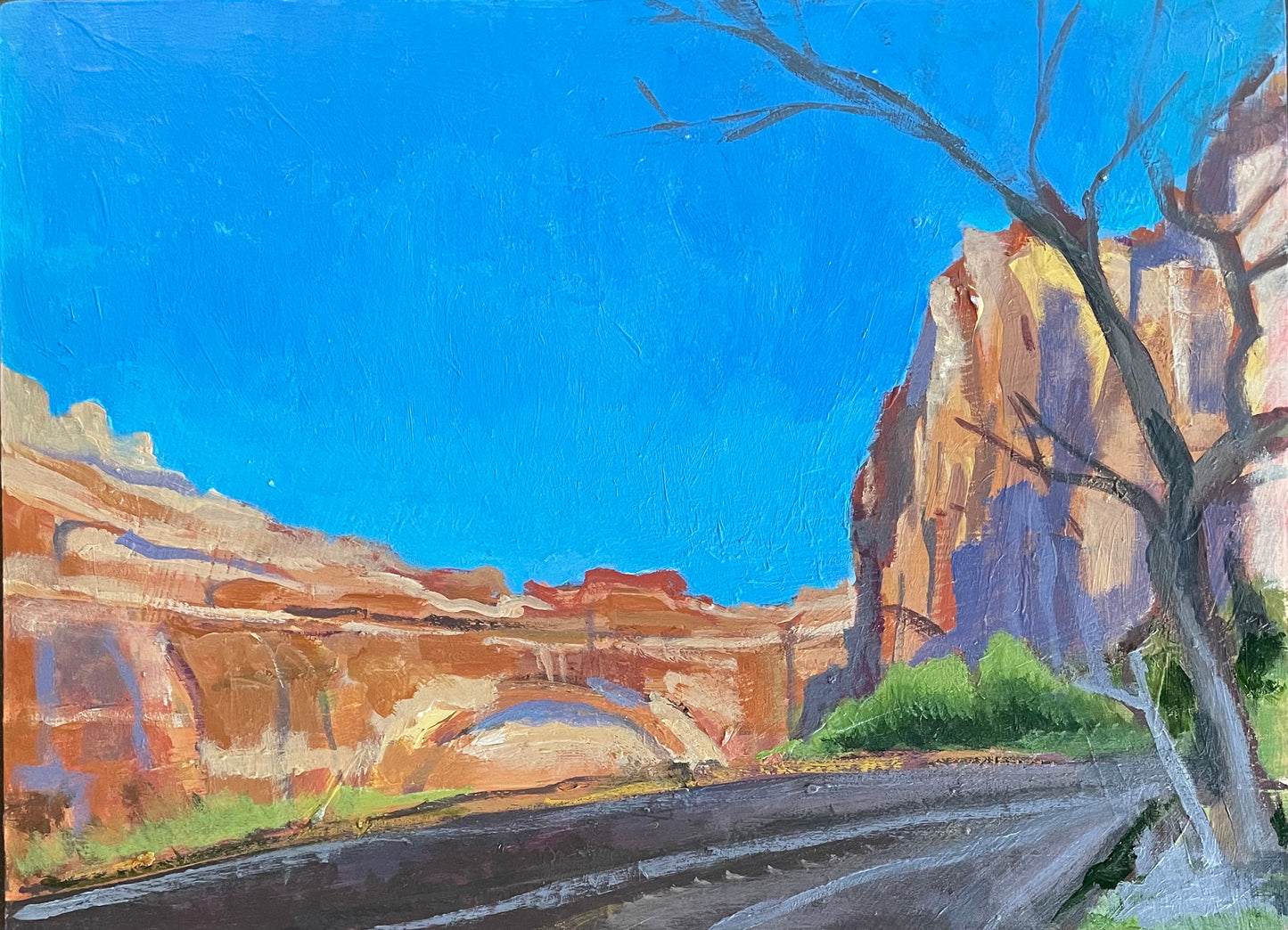 Arch in Curve, Painting #1 of the Cathedrals of Light Series painted in Zion National Park