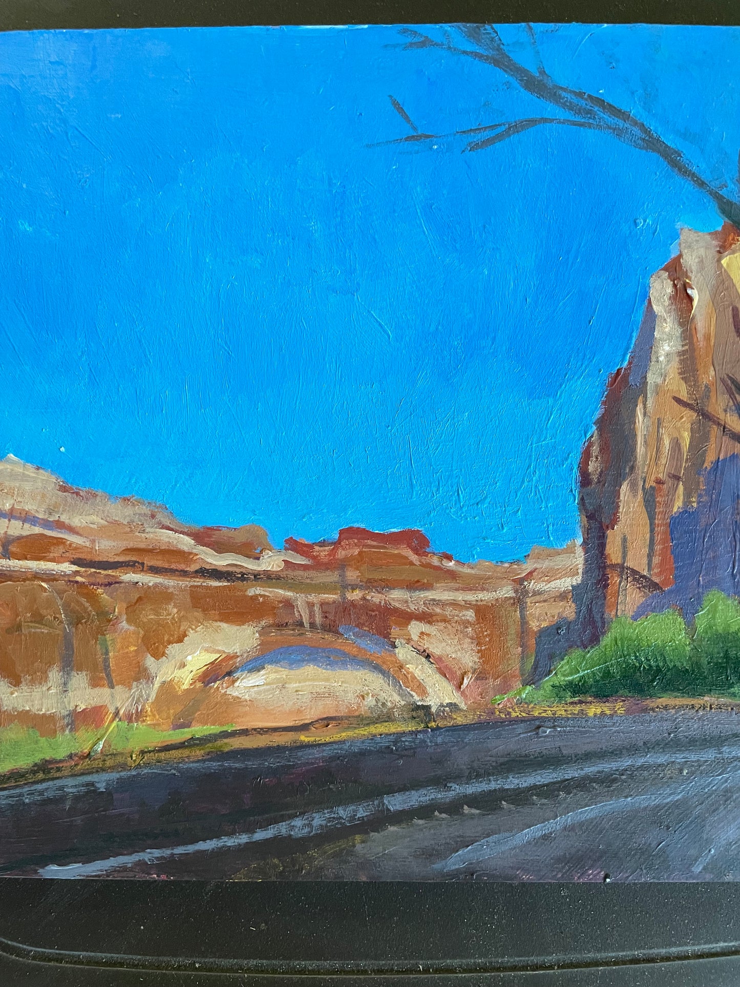 Arch in Curve, Painting #1 of the Cathedrals of Light Series painted in Zion National Park