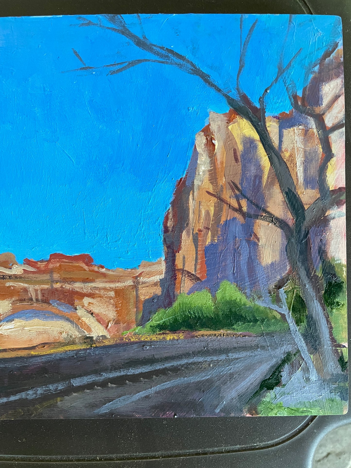 Arch in Curve, Painting #1 of the Cathedrals of Light Series painted in Zion National Park