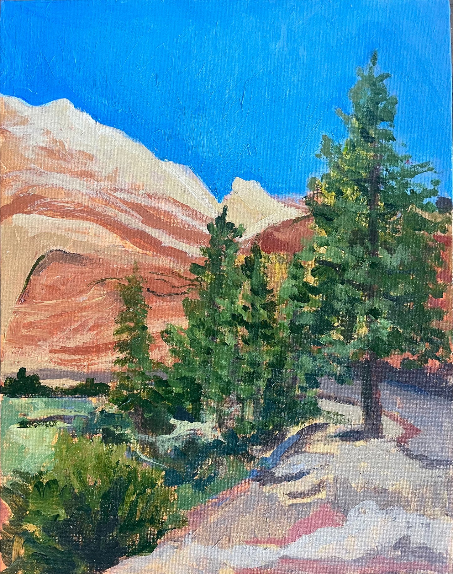 Checkerboard Mesa, Painting #11 of the Cathedrals of Light Series painted in Zion National Park (Copy)