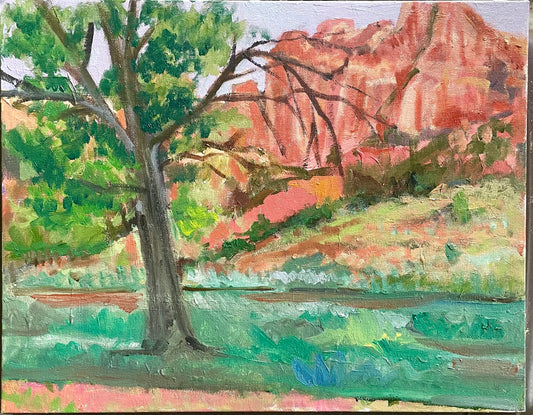 Zion Tree and Beehive, Painting #8 of the Cathedrals of Light Series painted in Zion National Park