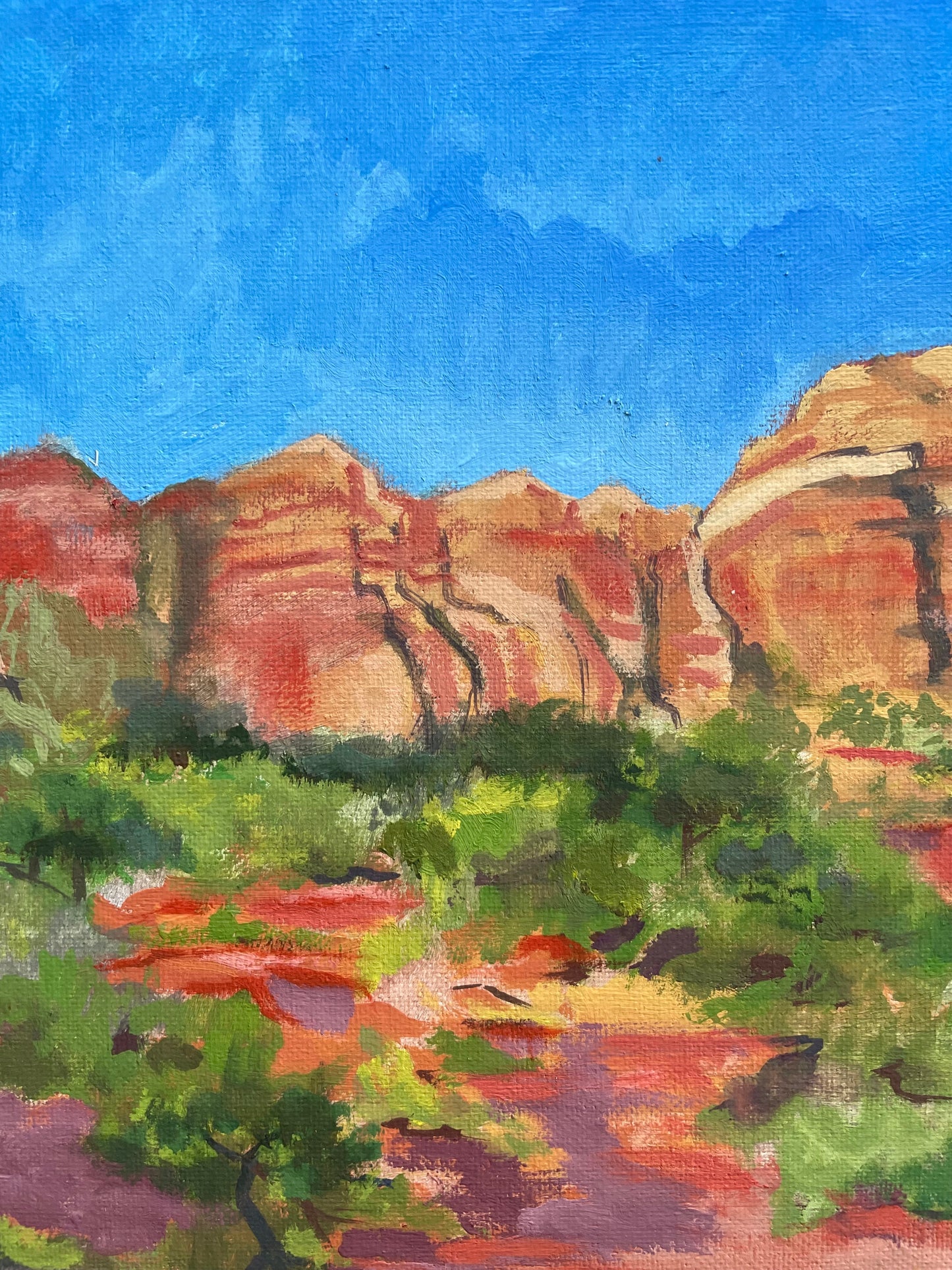 Row of Canyons, Painting #9 of the Cathedrals of Light Series painted in Zion National Park