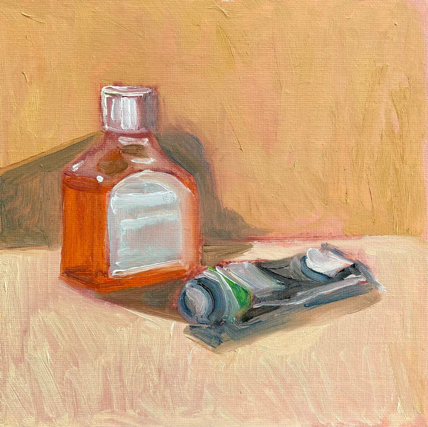 Paint Tube and Medium, Oil on canvas panel, #20 of 100 Paintings in 100 Days