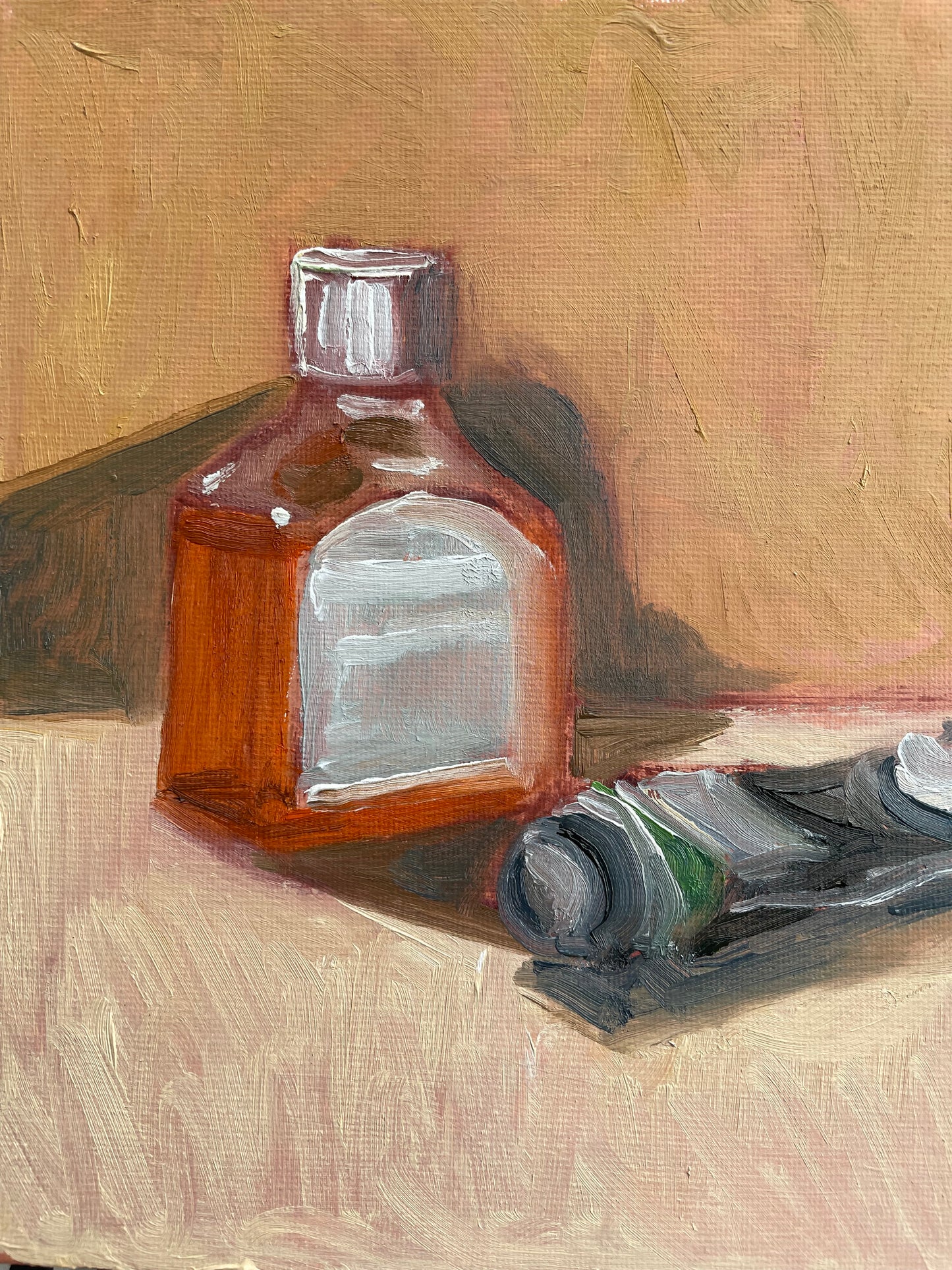 Paint Tube and Medium, Oil on canvas panel, #20 of 100 Paintings in 100 Days
