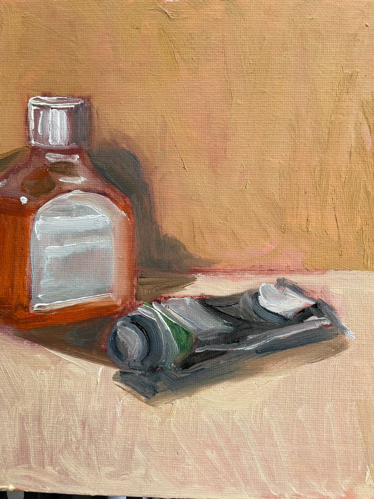 Paint Tube and Medium, Oil on canvas panel, #20 of 100 Paintings in 100 Days
