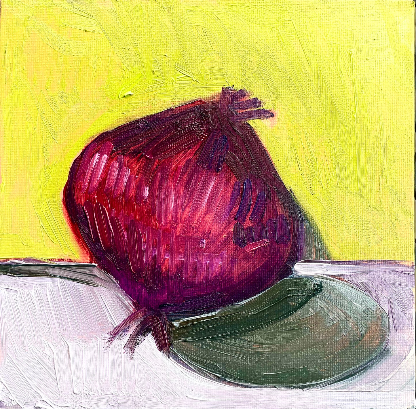 Red Onion, Oil on canvas panel, #15 of 100 Paintings in 100 Days
