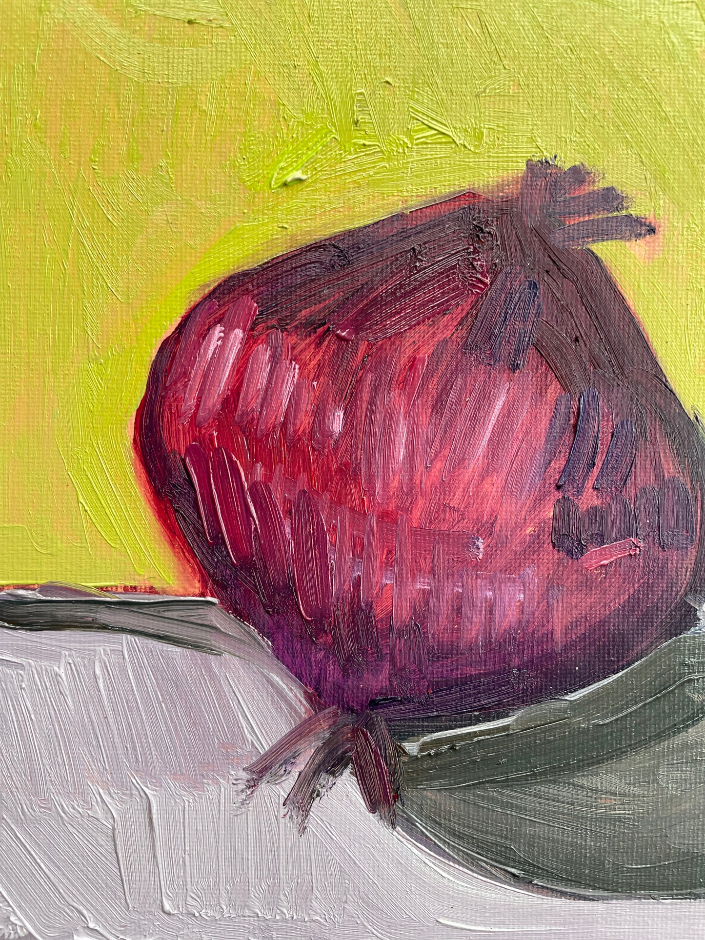 Red Onion, Oil on canvas panel, #15 of 100 Paintings in 100 Days