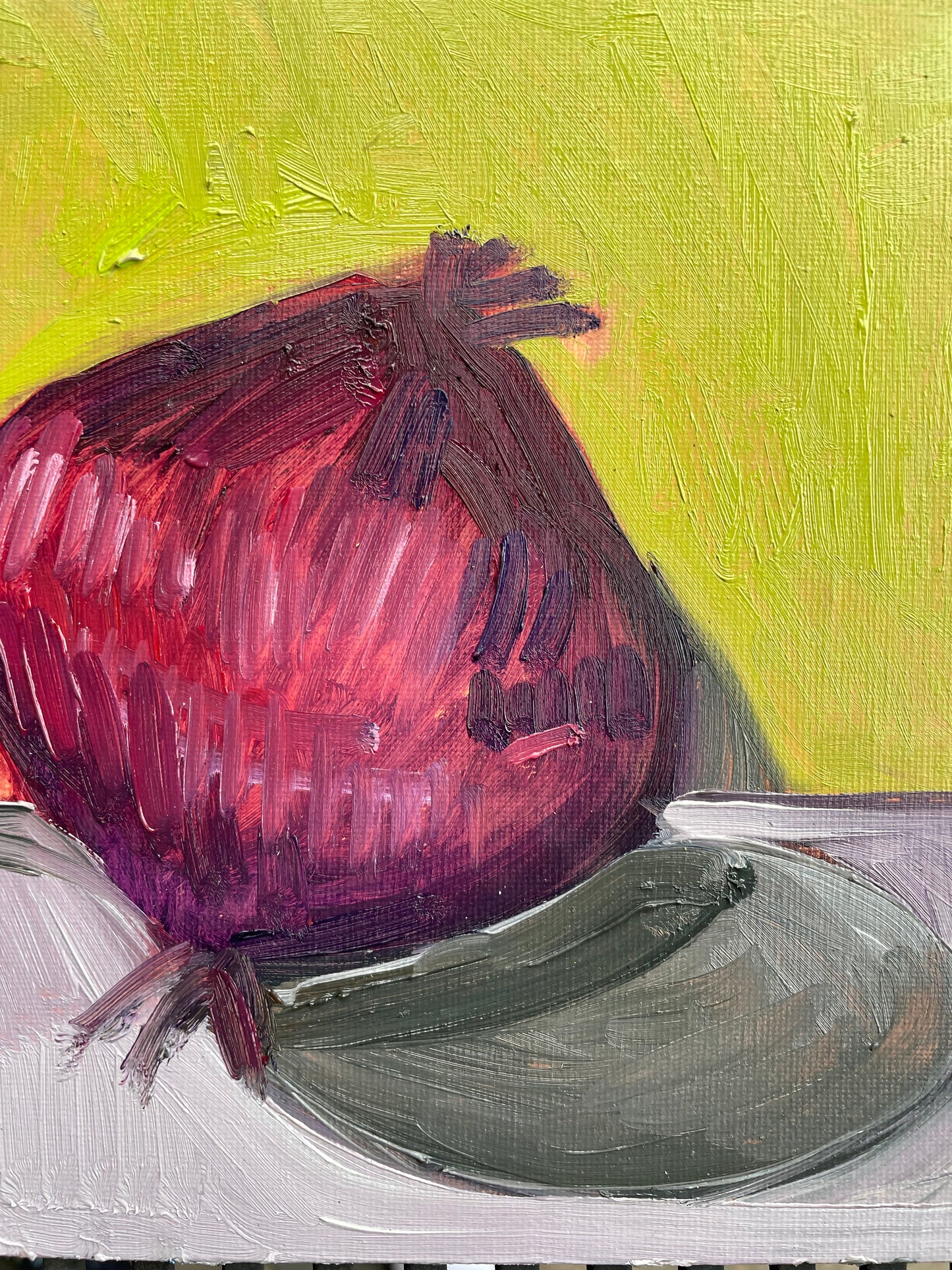 Red Onion, Oil on canvas panel, #15 of 100 Paintings in 100 Days