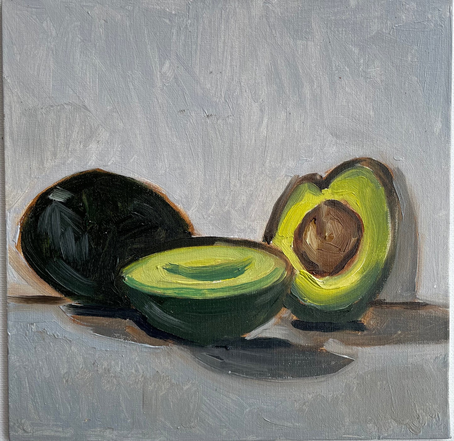 Avocados, Oil on canvas panel, #11 of 100 Paintings in 100 Days