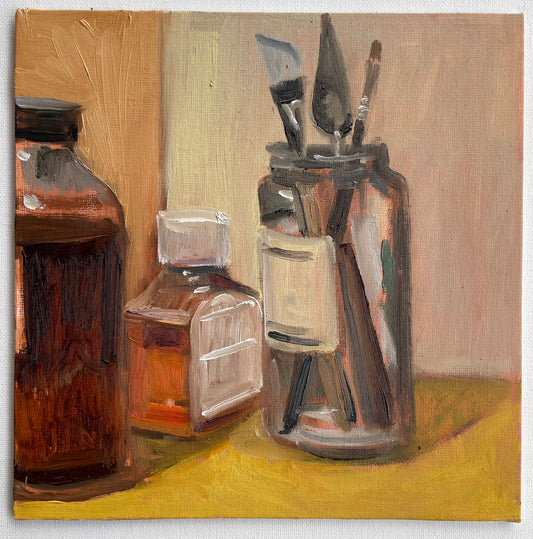 Three Jars, Oil on canvas panel, #18 of 100 Paintings in 100 Days