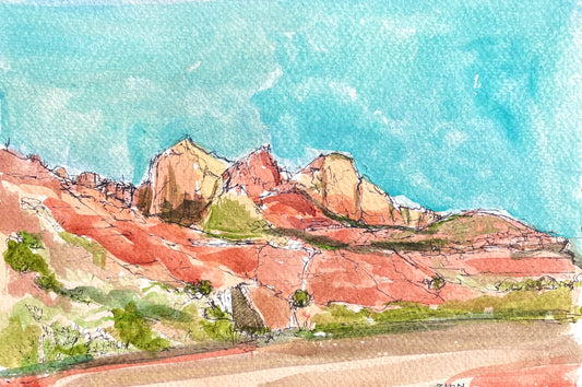 Checkerboard Pass, Original Watercolor, 6 x 9 Inches, Cathedrals of Light Series
