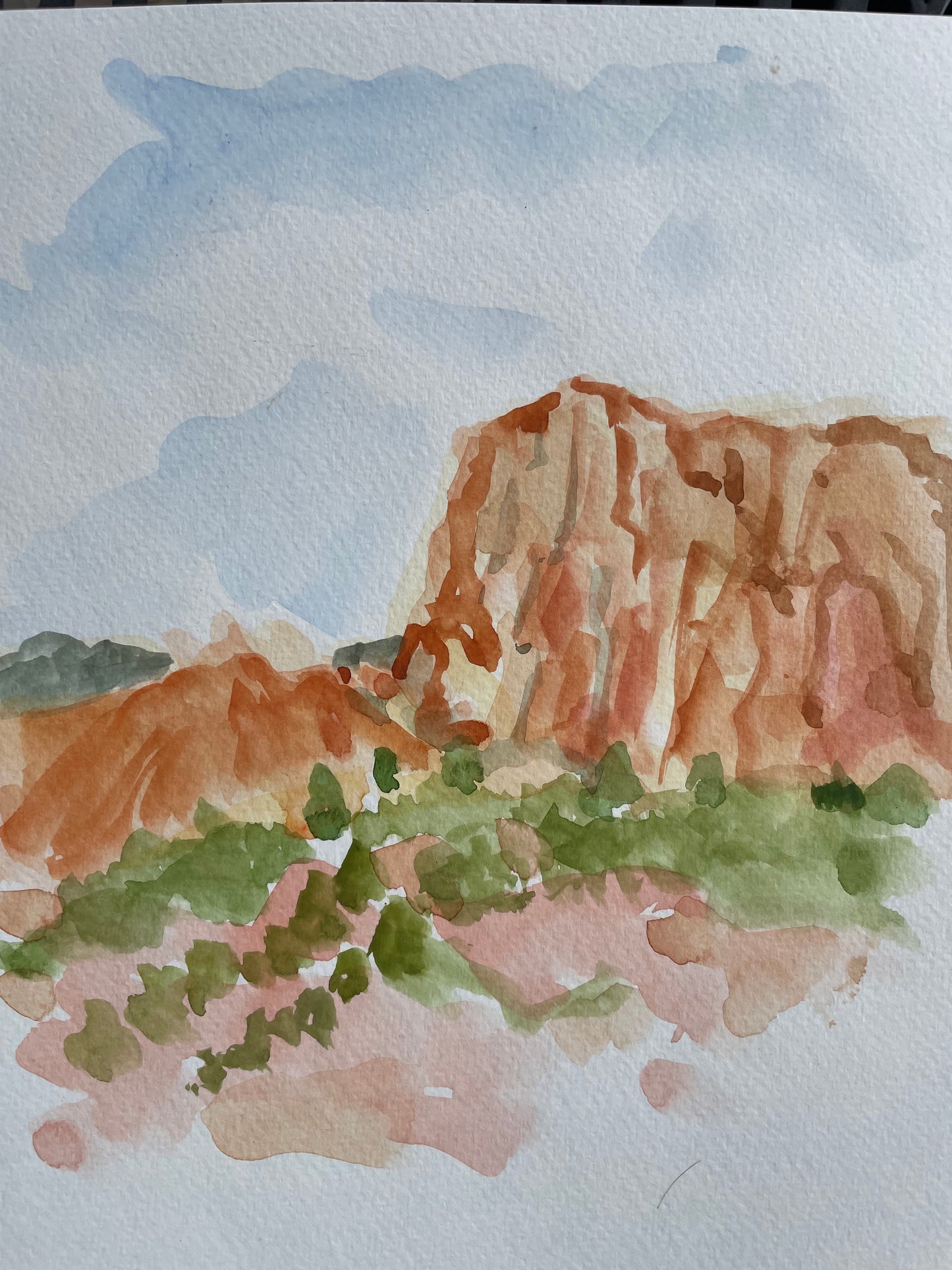 Kolob Canyon, Original Watercolor, 8 x 10 inches, Cathedrals of Light Series
