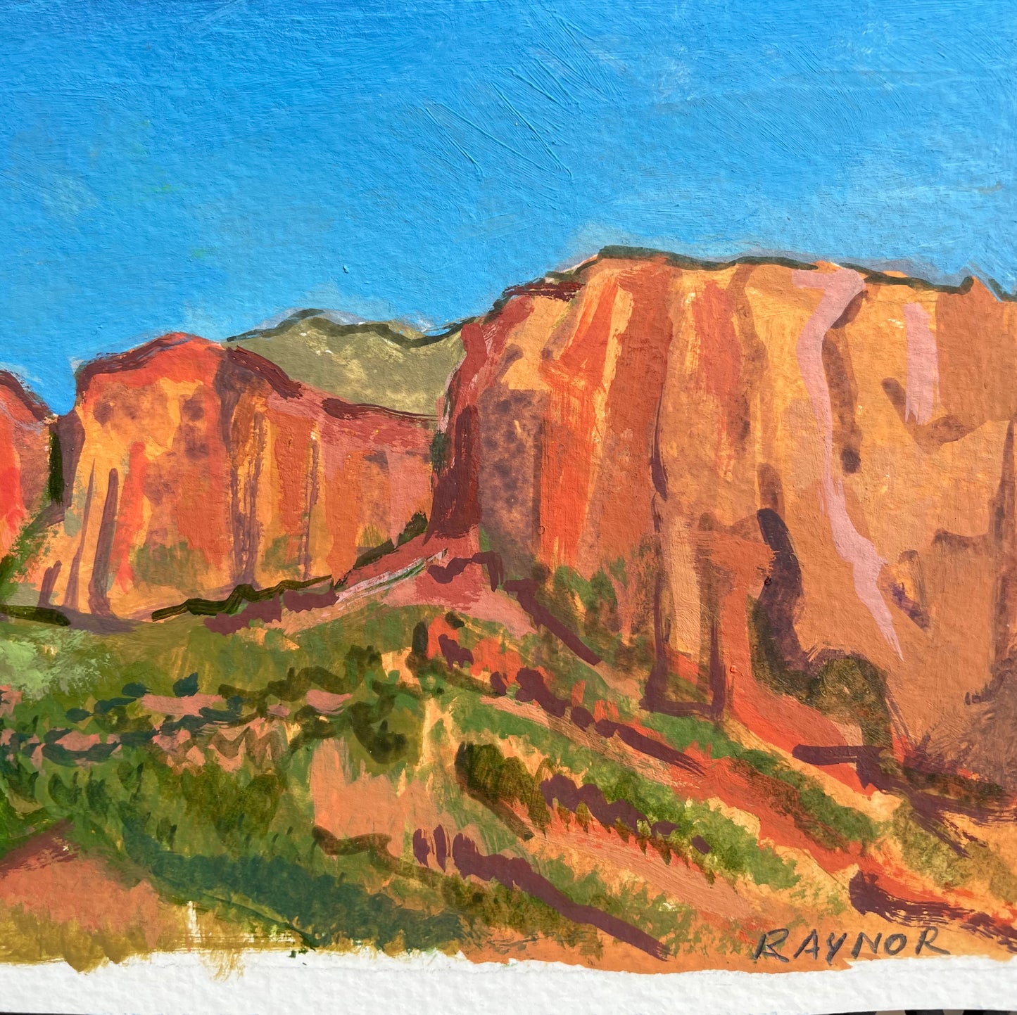 Kolob Highway, Original Gouache Painting, 4 x 10 inches, Cathedrals of Light Series