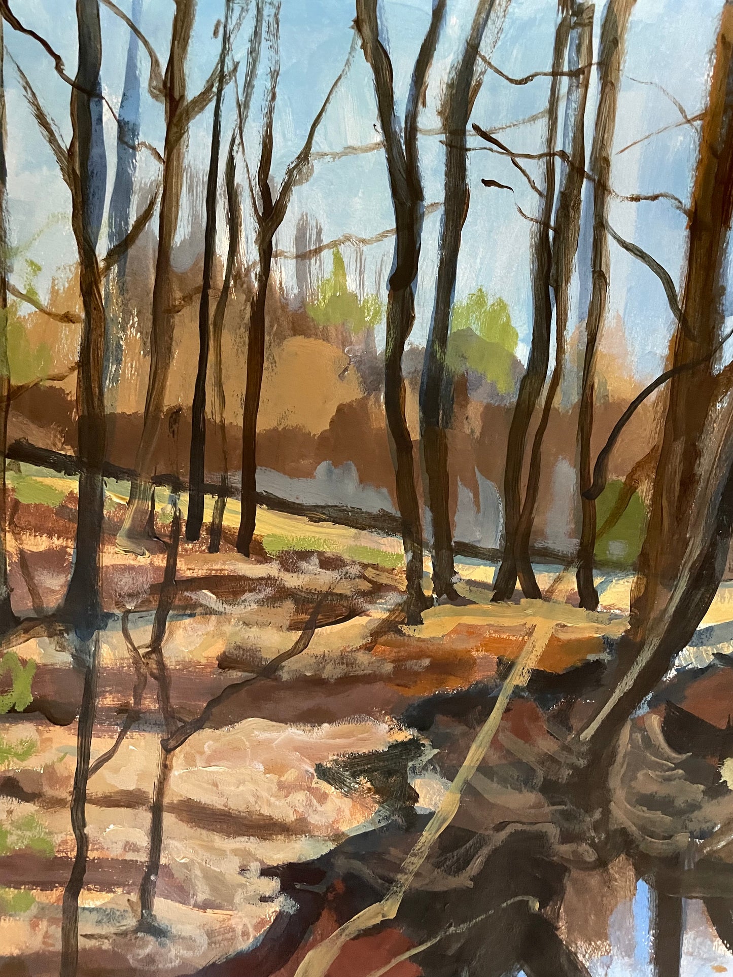 A Somber Creek, Painting, Acrylic on Paper,