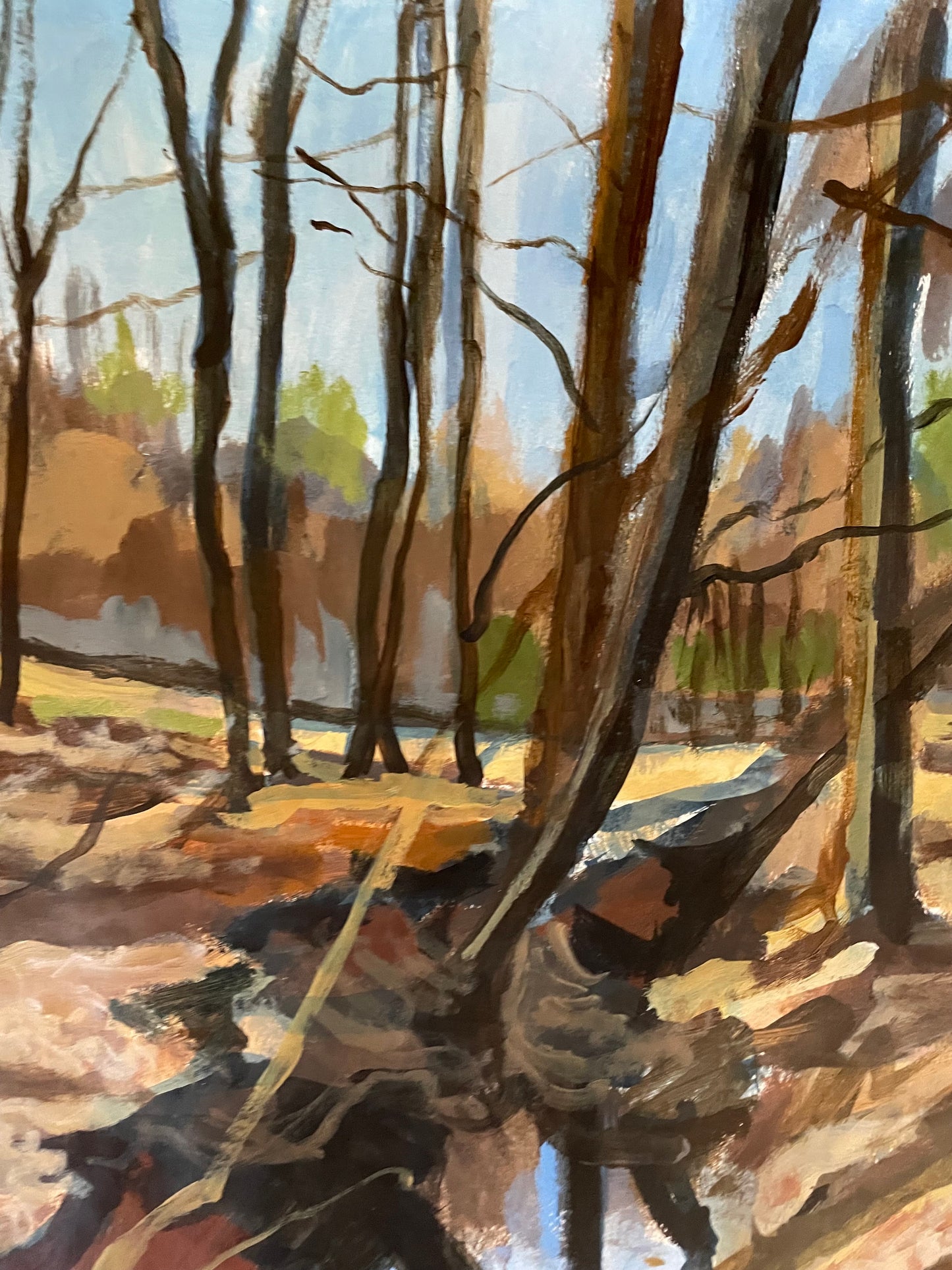 A Somber Creek, Painting, Acrylic on Paper,