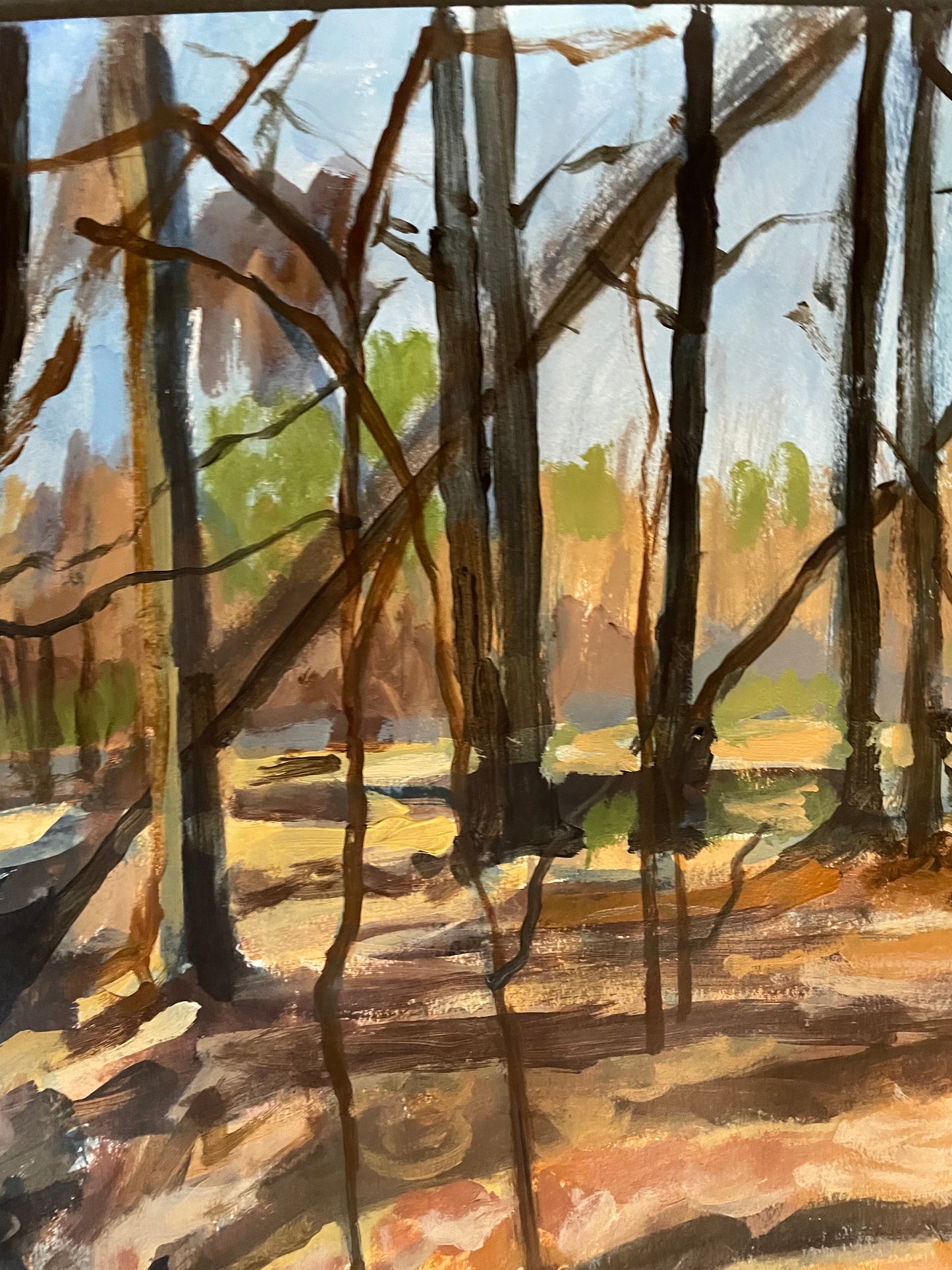 A Somber Creek, Painting, Acrylic on Paper,