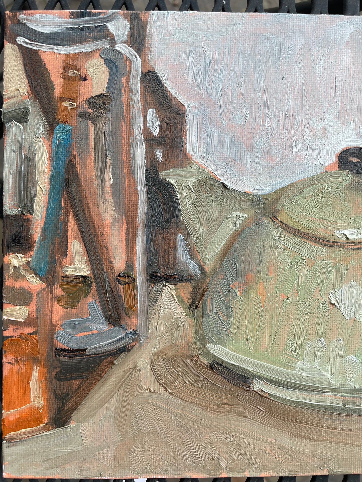 Green Tea Pot, Oil on canvas panel, #24 of 100 Paintings in 100 Days