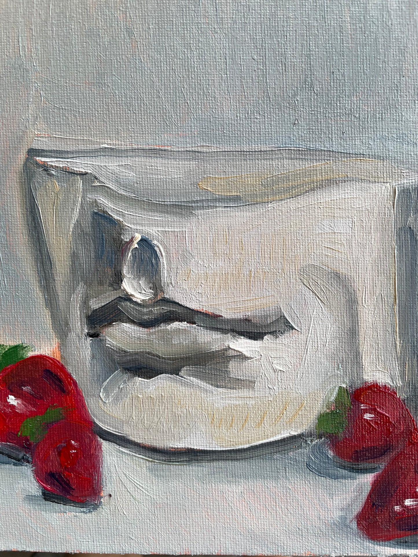 Strawberries and Mouth, Oil on canvas panel, #30 of 100 Paintings in 100 Days
