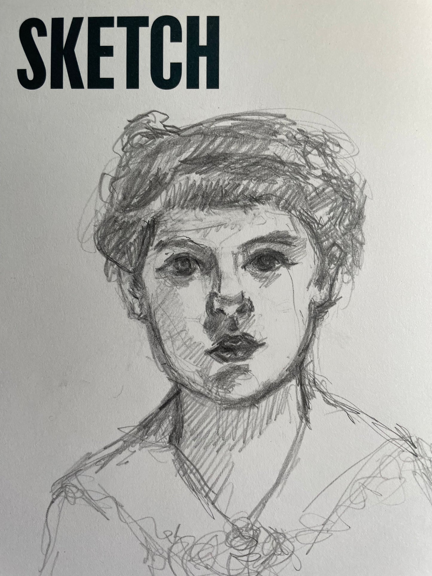 Study of girl from John Singer Sargent Exhibition - Original Drawing on show Postcard
