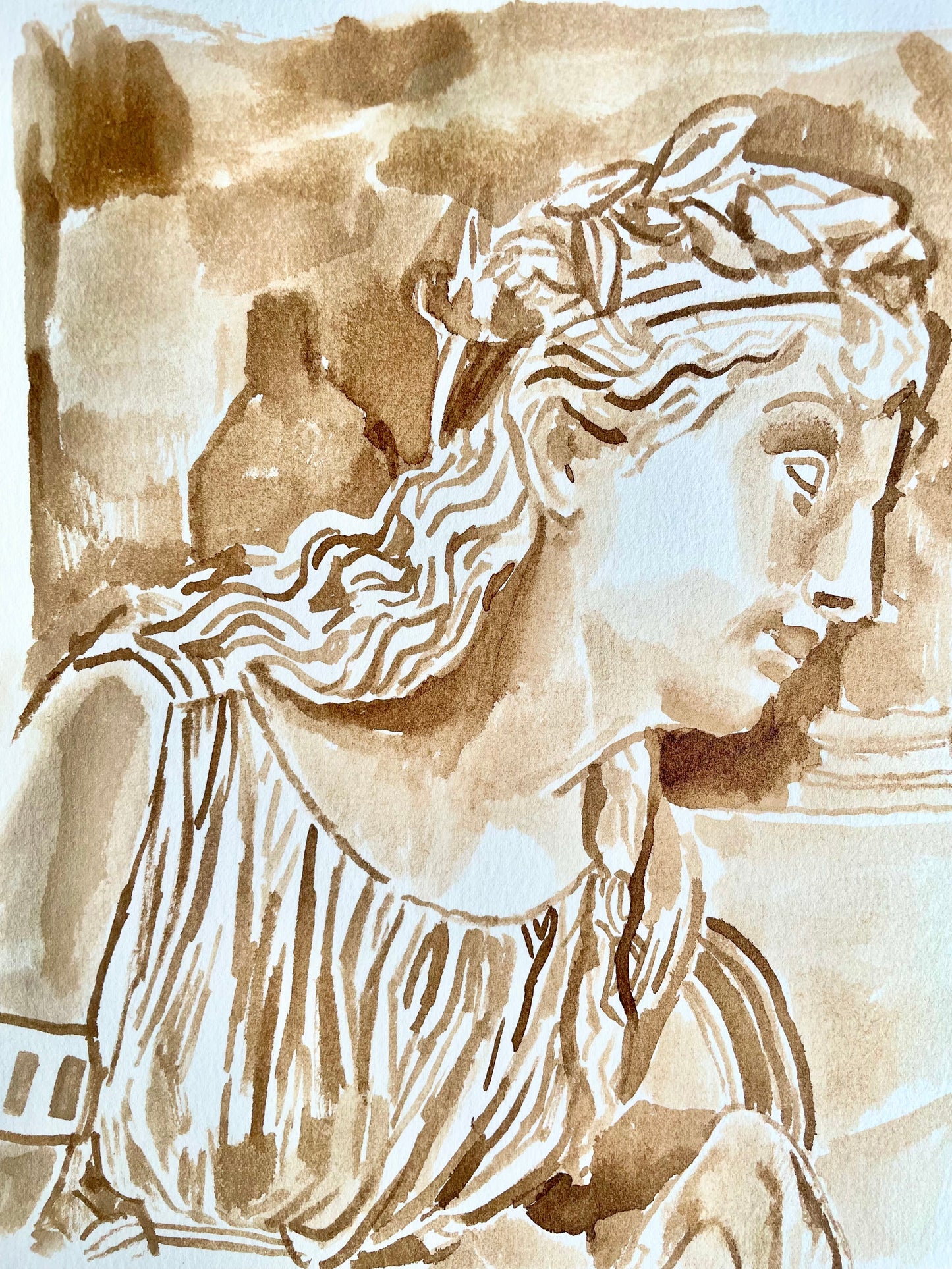 Walnut Ink Study – Promised Land, After Simmons (Metropolitan Museum) - Original Work of Art