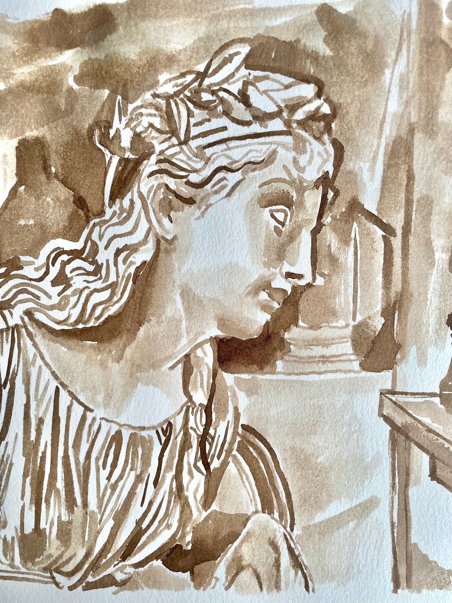 Walnut Ink Study – Promised Land, After Simmons (Metropolitan Museum) - Original Work of Art
