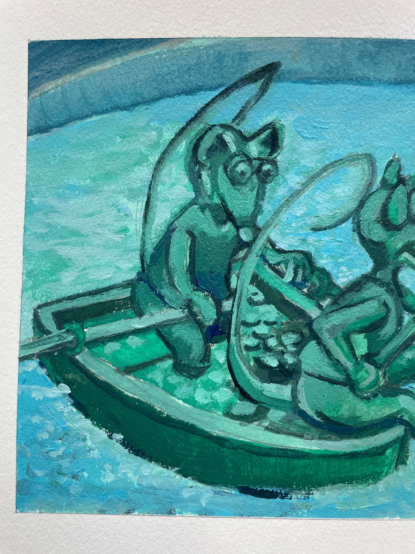 "Two Rats at the Fountain" – Original Gouache Painting Inspired by Disney Studios