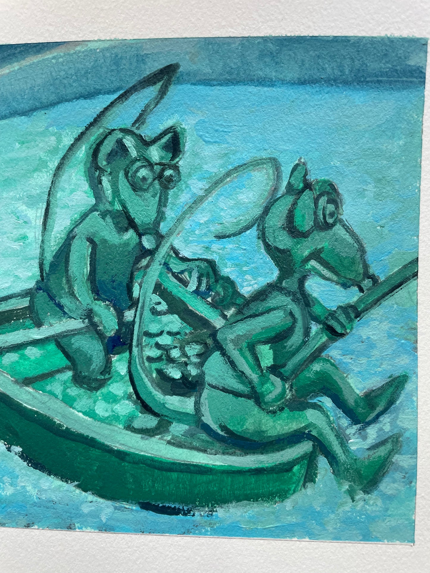 "Two Rats at the Fountain" – Original Gouache Painting Inspired by Disney Studios
