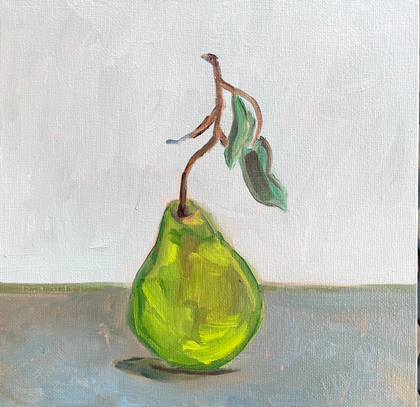Single Pear, Oil on canvas panel, #54 of 100 Paintings in 100 Days