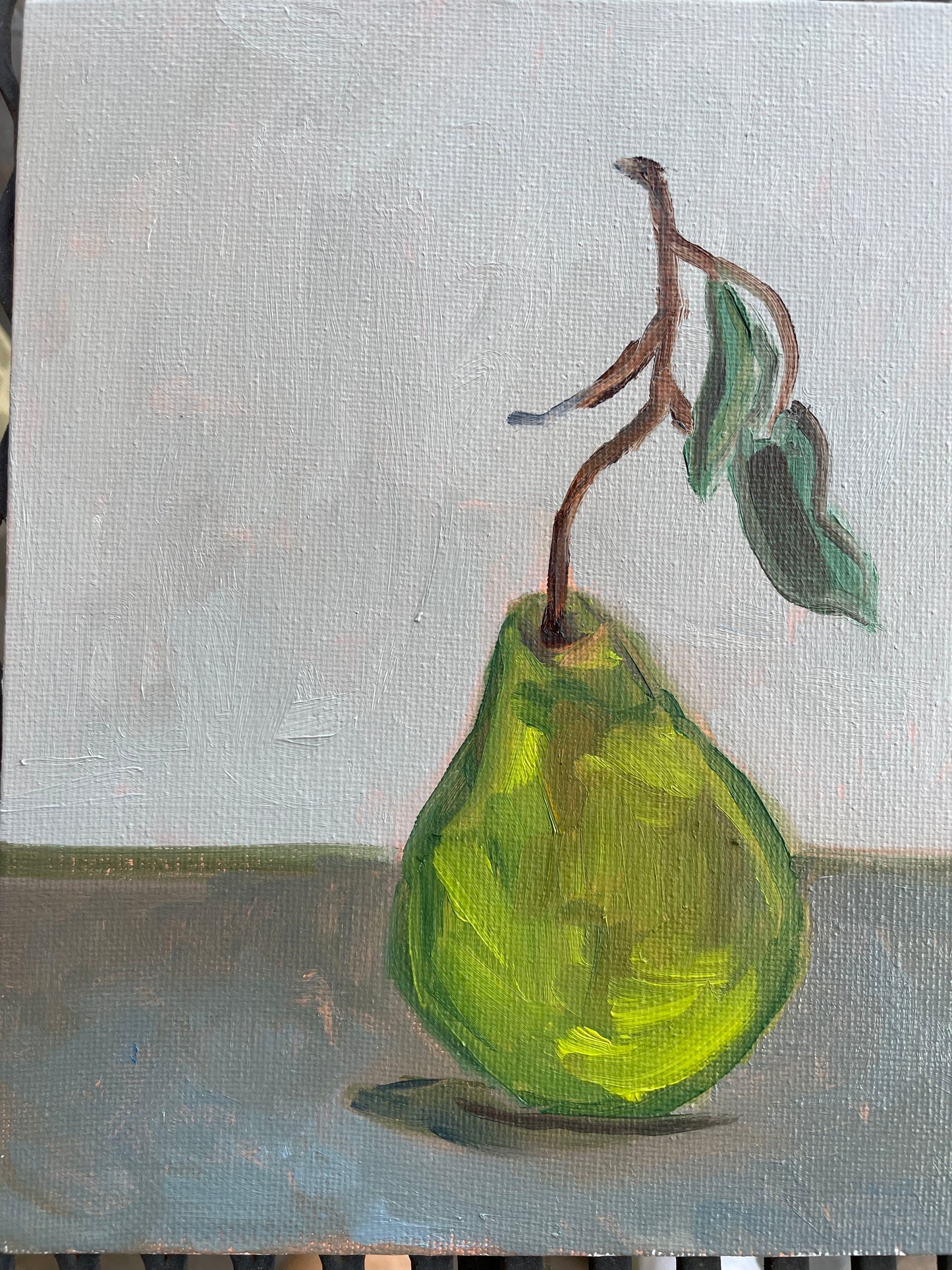 Single Pear, Oil on canvas panel, #54 of 100 Paintings in 100 Days